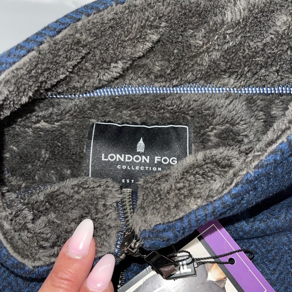 NWT London Fog Sherpa lined fleece pullover blue - Picture 2 of 4